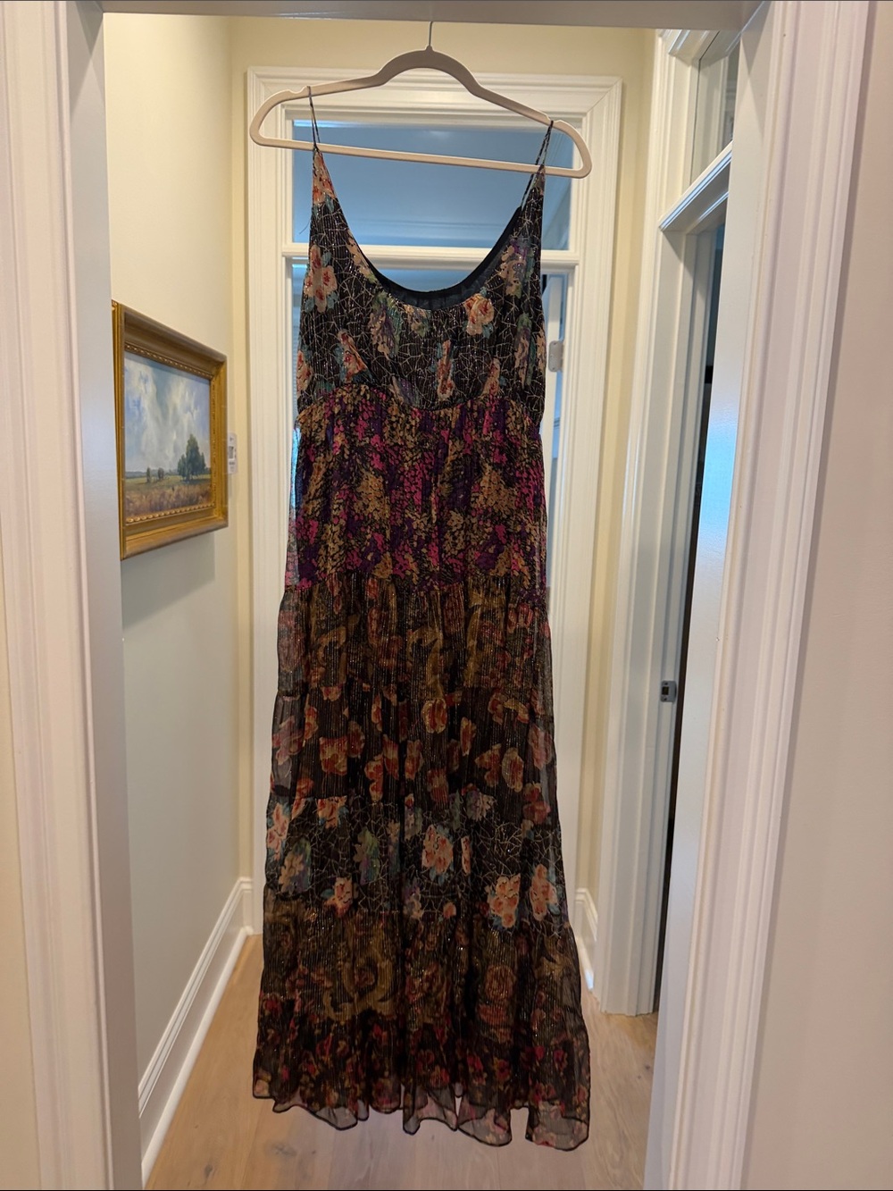 Mes Demoiselles Black Floral Tiered Maxi Dress(bw) - Picture 6 of 8